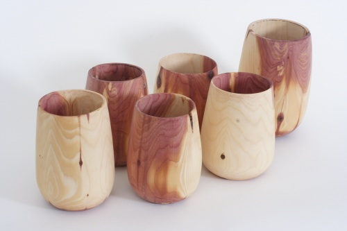 red cedar wooden cups