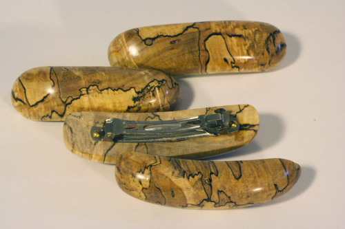 Wooden Barrettes - Handmade From Spalted Silver Maple